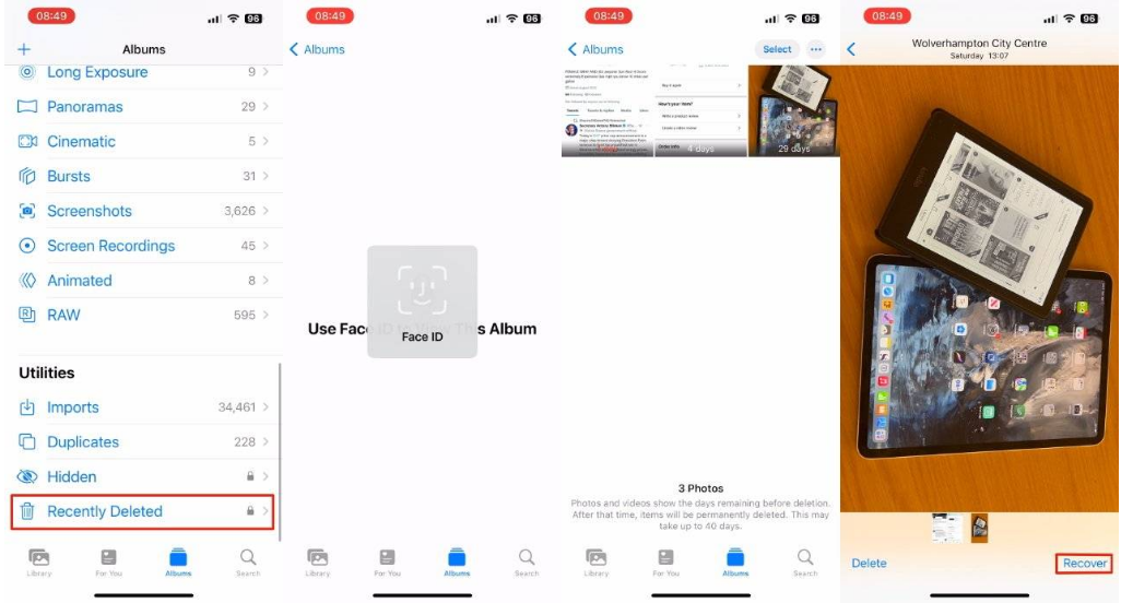 永仁苹果14维修分享 iPhone14 上恢复已删除的照片 