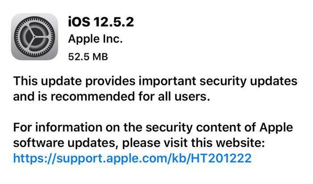 永仁苹果手机维修分享iOS12.5.2发布，建议所有老苹果用户安装 